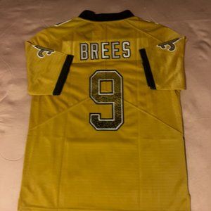New Orleans Saints #9 Drew Brees Gold Custom Jersey  Size Mens Medium